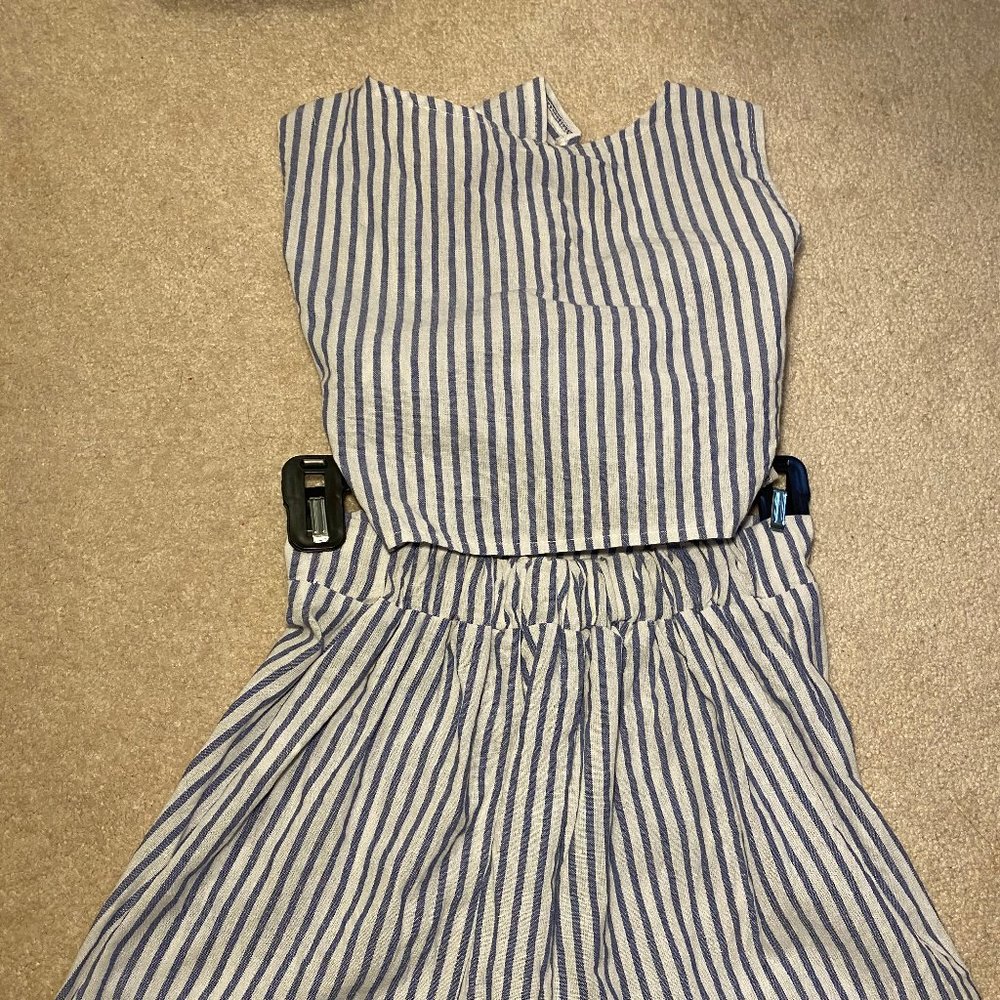 SheIn Blue And White Striped Two Piece